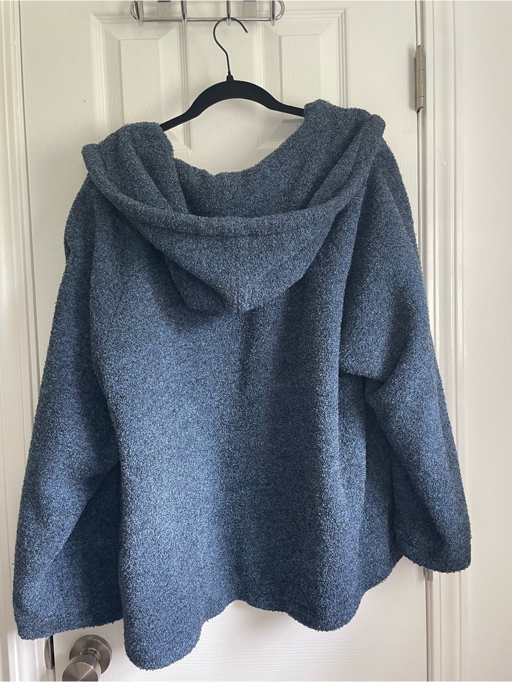 Cozy Plush Hooded Jacket in Dusty Blue